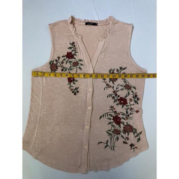 VTG Women’s Top Blouse SZ M PinkFloral Embroidered Sleeveless Boho Feminine - Picture 10 of 14